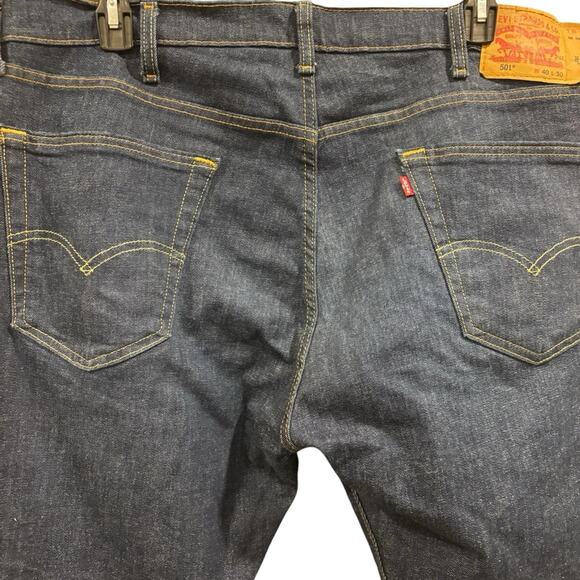 LEVI’S Men’s 501 Dark Wash Button-Fly Jeans, W40 L30 - Picture 7 of 12